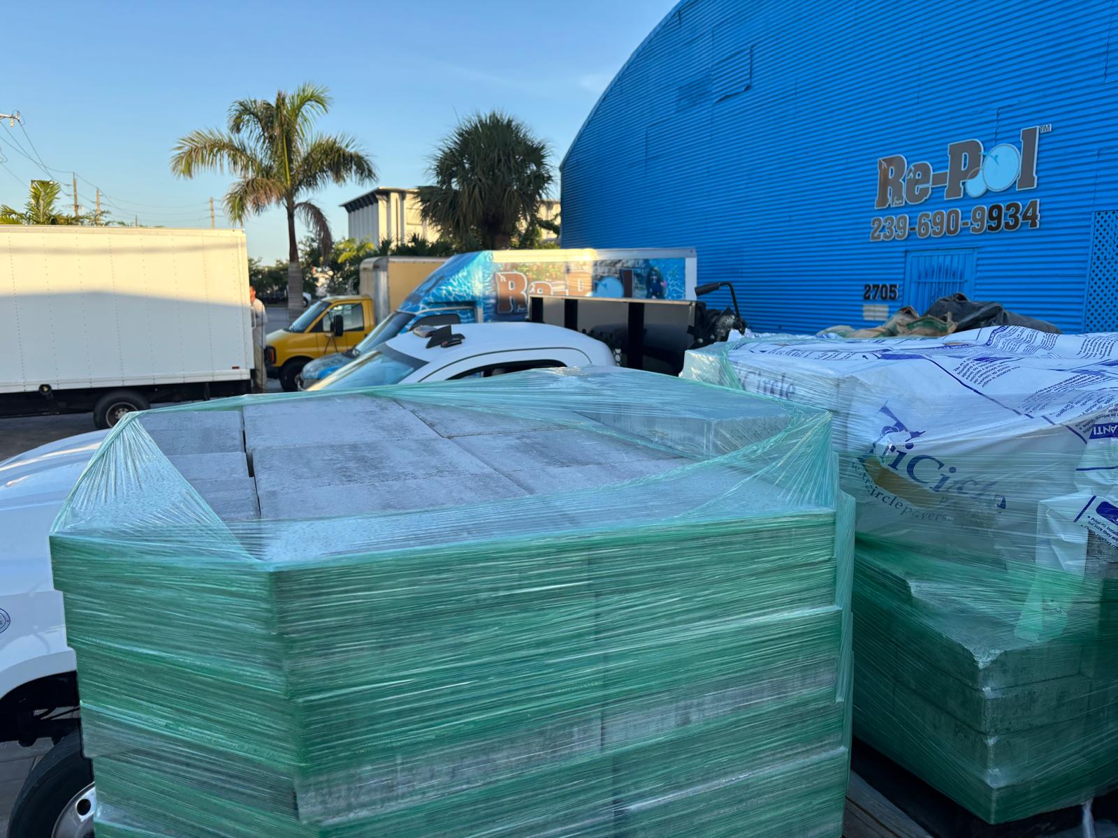 Re-Pool tile materials at the yard