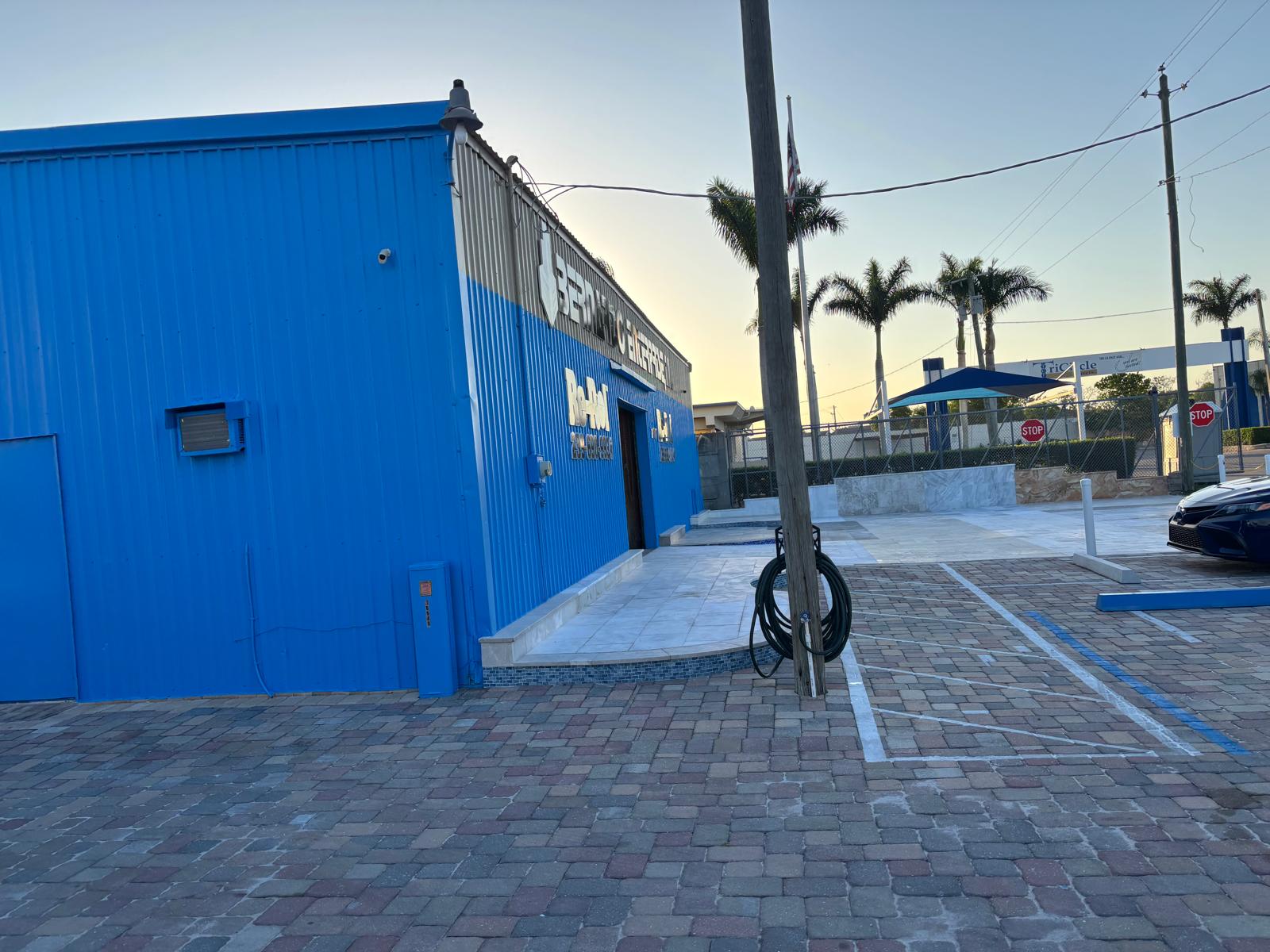 Re-Pool blue building exterior
